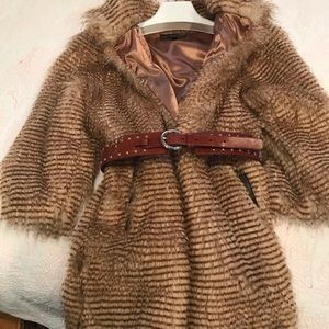 Plush Via Spiga faux fur car coat